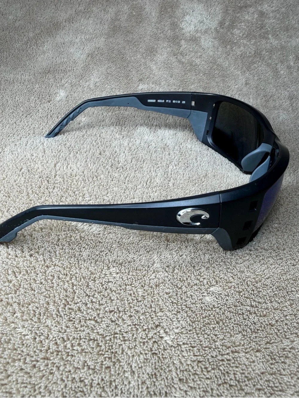 Costa Black Frame Sunglasses with Blue Mirror Lenses